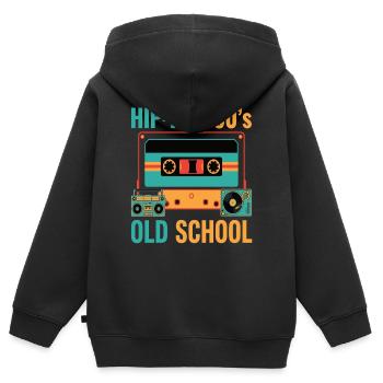 Hip Hop 90er Old School Kassette Retro - Kinder Premium Organic Zip Hoodie - Schwarz - Hinten - AI Model Kid Male (0cm)