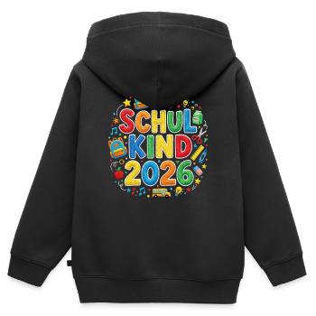 School Child 2026 School Enrollment First Grade 1st Grade - Kids Premium Organic Zip-up Hoodie - black - Back - AI Model Kid Male (0cm)