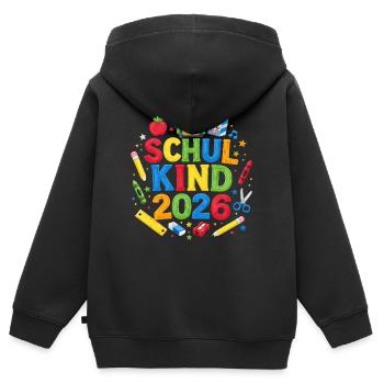 School enrollment 2026 first graders 1st grade school child - Kids Premium Organic Zip-up Hoodie - black - Back - AI Model Kid Male (0cm)