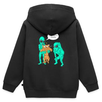 Außerirdische haben Katzenhemd gefunden - Kinder Premium Organic Zip Hoodie - Schwarz - Hinten - AI Model Kid Male (0cm)