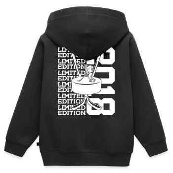 LIMITED EDITION 2018 EISHOCKEY 8. GEBURTSTAG - Kids Premium Organic Zip-up Hoodie - black - Back - AI Model Kid Male (0cm)