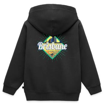 Souvenir de la skyline de Brisbane, Queensland, Australie - Sweat Premium à capuche zippé enfant bio - noir - Dos - AI Model Kid Male (0cm)
