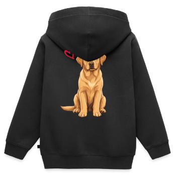 Labrador jaune, Labrador jaune - Sweat Premium à capuche zippé enfant bio - noir - Dos - AI Model Kid Male (0cm)