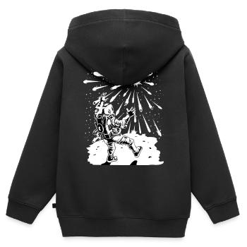 Astronaut Apocalypse-Shirt - Kinder Premium Organic Zip Hoodie - Schwarz - Hinten - AI Model Kid Male (0cm)