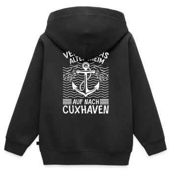 Rentner VERGISS DAS ALTERSHEIM AUF NACH CUXHAVEN - Kinder Premium Organic Zip Hoodie - Schwarz - Hinten - AI Model Kid Male (0cm)