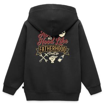 Paternité, vie de père, dire de père - Sweat Premium à capuche zippé enfant bio - noir - Dos - AI Model Kid Male (0cm)