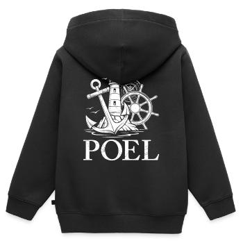 Poel Souvenier ÎLE POEL MER BALTIQUE Rétro Drôle - Sweat Premium à capuche zippé enfant bio - noir - Dos - AI Model Kid Male (0cm)