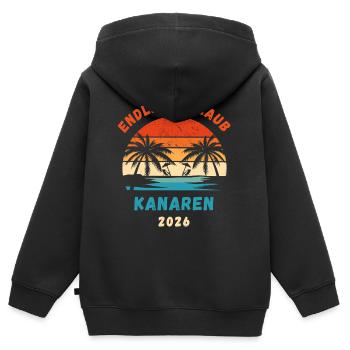 Kanarische Inseln Urlaub 2026 Kanaren Reise Outfit - Kinder Premium Organic Zip Hoodie - Schwarz - Hinten - AI Model Kid Male (0cm)