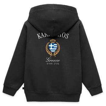 Armoiries de la Couronne de Karpathos Grèce Souvenir de voyage - Sweat Premium à capuche zippé enfant bio - noir - Dos - AI Model Kid Male (0cm)