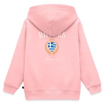 Rhodos Griechenland Wappen Krone – Reise Souvenir - Kinder Premium Organic Zip Hoodie - Rosa - Hinten - AI Model Kid Female (0cm)