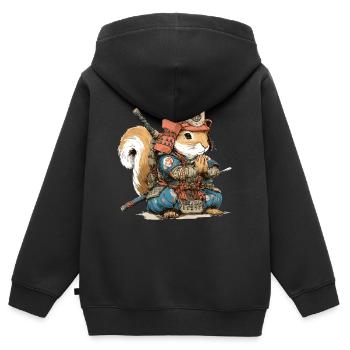 Armure Samouraï Écureuil - Sweat Premium à capuche zippé enfant bio - noir - Dos - AI Model Kid Male (0cm)