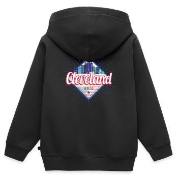 Cleveland Ohio Vereinigte Staaten Skyline Souvenir - Kinder Premium Organic Zip Hoodie - Schwarz - Hinten - AI Model Kid Male (0cm)