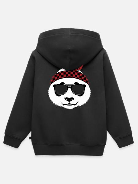 Panda Sonnenbrille Karo Band - Kinder Premium Organic Zip Hoodie - Schwarz