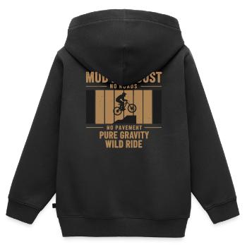 Mountainbike Fahrrad Matsch Staub - Kinder Premium Organic Zip Hoodie - Schwarz - Hinten - AI Model Kid Male (0cm)