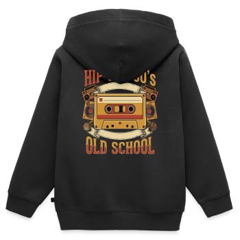 Hip Hop 90s Old School Kassette Retro - Kinder Premium Organic Zip Hoodie - Schwarz - Hinten - AI Model Kid Male (0cm)