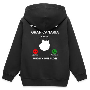 Gran Canaria Ruft An Urlaub Kanaren Reise - Kinder Premium Organic Zip Hoodie - Schwarz - Hinten - AI Model Kid Male (0cm)