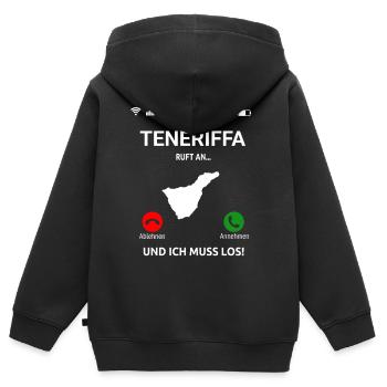 Teneriffa Ruft An Urlaub Kanaren Reise - Kinder Premium Organic Zip Hoodie - Schwarz - Hinten - AI Model Kid Male (0cm)