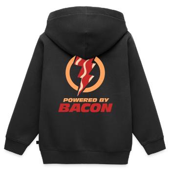 Propulsé par Bacon Lightning - Sweat Premium à capuche zippé enfant bio - noir - Dos - AI Model Kid Male (0cm)