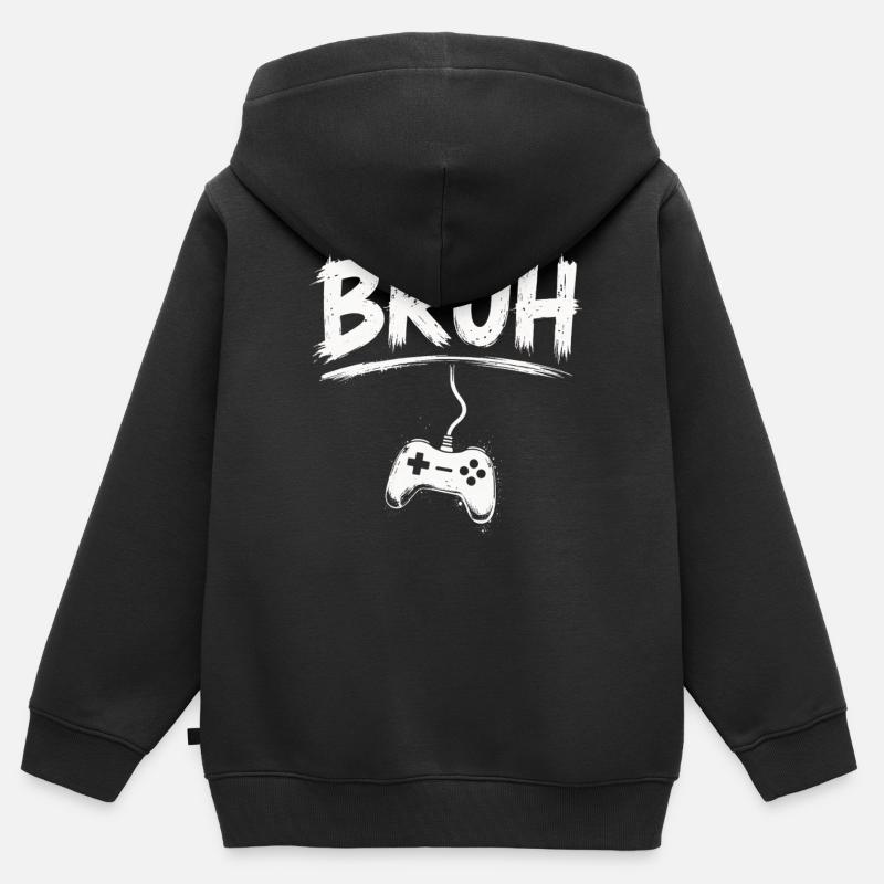 Splash de manette de jeu BRUH - Sweat Premium à capuche zippé enfant bio - noir