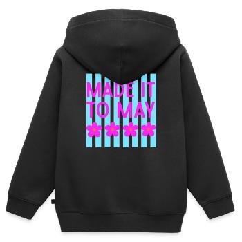 Atteignant May Floral Stripe - Sweat Premium à capuche zippé enfant bio - noir - Dos - AI Model Kid Male (0cm)