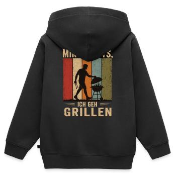 Mir reichts Ich geh grillen Retro BBQ Shirt - Kinder Premium Organic Zip Hoodie - Schwarz - Hinten - AI Model Kid Male (0cm)
