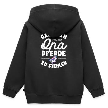 Geboren um mit Opa Pferde zu stehlen - Kinder Premium Organic Zip Hoodie - Schwarz - Hinten - AI Model Kid Male (0cm)