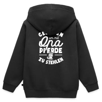 Geboren um mit Opa Pferde zu stehlen - Kinder Premium Organic Zip Hoodie - Schwarz - Hinten - AI Model Kid Male (0cm)