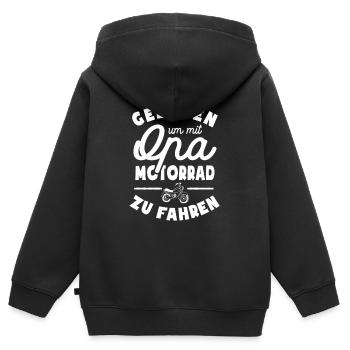 Geboren um mit Opa Motorrad zu fahren - Kinder Premium Organic Zip Hoodie - Schwarz - Hinten - AI Model Kid Male (0cm)