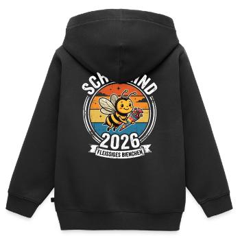 Fleißiges Bienchen Einschulung 2026 - Kinder Premium Organic Zip Hoodie - Schwarz - Hinten - AI Model Kid Male (0cm)