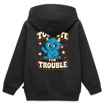 Monstre trop mignon pour les ennuis - Sweat Premium à capuche zippé enfant bio - noir - Dos - AI Model Kid Male (0cm)