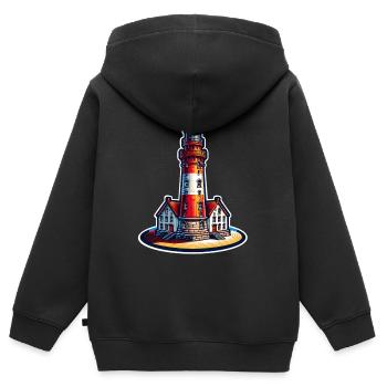 phare - Sweat Premium à capuche zippé enfant bio - noir - Dos - AI Model Kid Male (0cm)