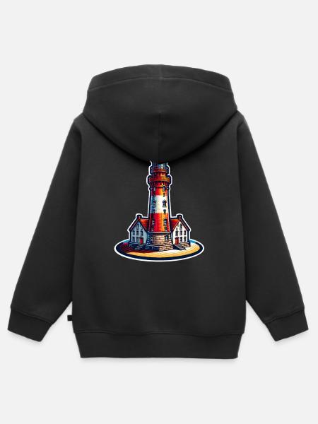 Leuchtturm - Kinder Premium Organic Zip Hoodie - Schwarz