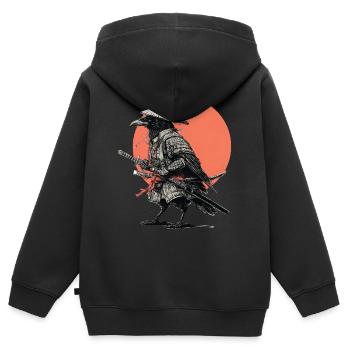 Armure de Samouraï Corbeau - Sweat Premium à capuche zippé enfant bio - noir - Dos - AI Model Kid Male (0cm)