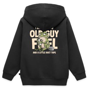 Vieux Grenouille Carburant - Sweat Premium à capuche zippé enfant bio - noir - Dos - AI Model Kid Male (0cm)