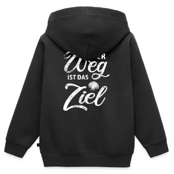 Der Weg ist das Ziel - Camino - Jakobsweg - Pilger - Kinder Premium Organic Zip Hoodie - Schwarz - Hinten - AI Model Kid Male (0cm)