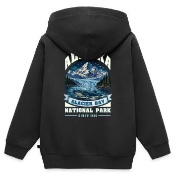 Parc national du glacier de croisière de l’Alaska - Sweat Premium à capuche zippé enfant bio - noir - Dos - AI Model Kid Male (0cm)
