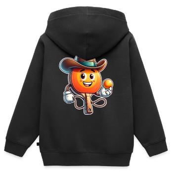 Tischtennis - Kinder Premium Organic Zip Hoodie - Schwarz - Hinten - AI Model Kid Male (0cm)