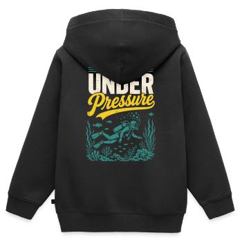 Chemise de plongeur sous pression - Sweat Premium à capuche zippé enfant bio - noir - Dos - AI Model Kid Male (0cm)