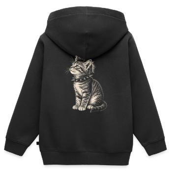 Maillot Punk Cat Mohawk Cats - Sweat Premium à capuche zippé enfant bio - noir - Dos - AI Model Kid Male (0cm)