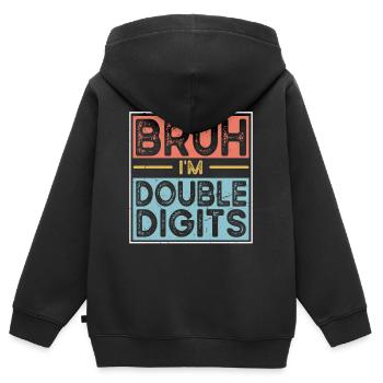 Bruh Ich Bin Doppelte Ziffern - Kinder Premium Organic Zip Hoodie - Schwarz - Hinten - AI Model Kid Male (0cm)