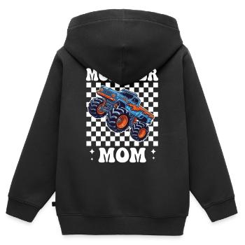 Monster Truck Mama im Checkered Stil - Kinder Premium Organic Zip Hoodie - Schwarz - Hinten - AI Model Kid Male (0cm)
