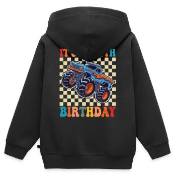 4ter Geburtstag Monstertruck - Kinder Premium Organic Zip Hoodie - Schwarz - Hinten - AI Model Kid Male (0cm)