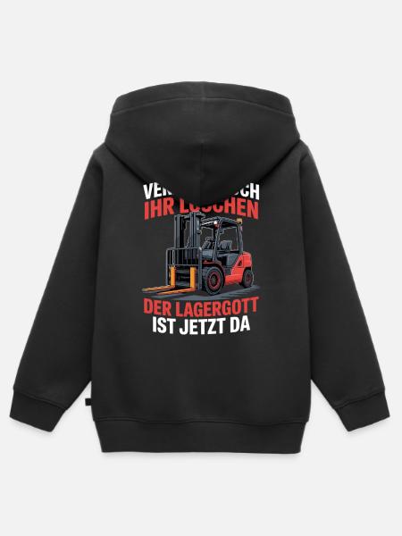 Lagerist - Kinder Premium Organic Zip Hoodie - Schwarz