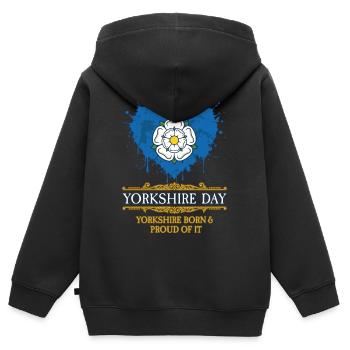 Yorkshire Day Yorkshire stolz auf Nordengland - Kinder Premium Organic Zip Hoodie - Schwarz - Hinten - AI Model Kid Male (0cm)