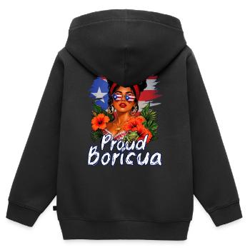 Stolzer Boricua Puerto Ricaner Puerto Rico - Kinder Premium Organic Zip Hoodie - Schwarz - Hinten - AI Model Kid Male (0cm)
