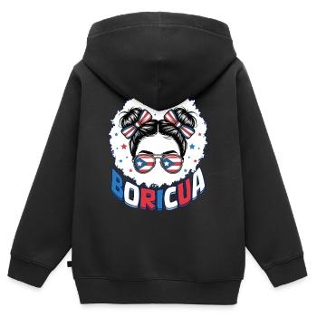 Boricua Girl Puerto Rican Puerto Rico Hispanic - Kids Premium Organic Zip-up Hoodie - black - Back - AI Model Kid Male (0cm)