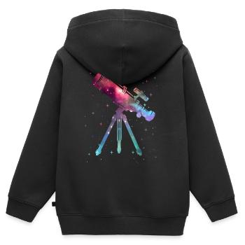 Teleskop Astronom Weltraum Kinden Astronomie - Kinder Premium Organic Zip Hoodie - Schwarz - Hinten - AI Model Kid Male (0cm)