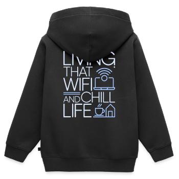 Remote Developer Living That WiFi Web Developer - Kinder Premium Organic Zip Hoodie - Schwarz - Hinten - AI Model Kid Male (0cm)