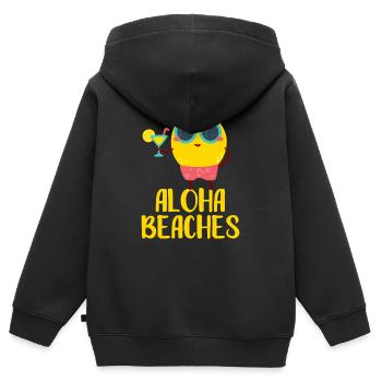 Aloha Beaches Coole Zitrone Badeurlaub Sommermotiv - Kinder Premium Organic Zip Hoodie - Schwarz - Hinten - AI Model Kid Male (0cm)