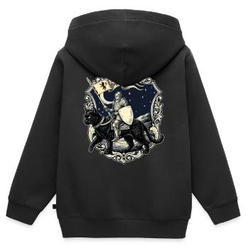 Ren Faire Mittelalterliche Ritterkatzen-Renaissance - Kinder Premium Organic Zip Hoodie - Schwarz - Hinten - AI Model Kid Male (0cm)